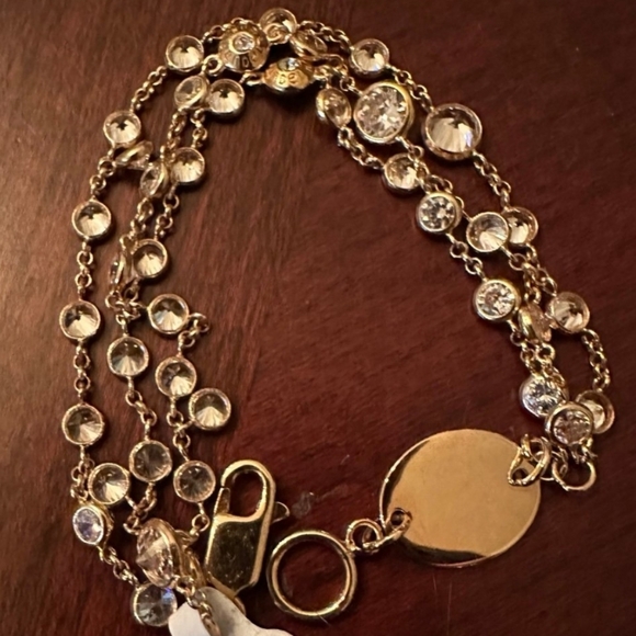Henri Bendel Crystal-Embellished Gold Bracelet 3 Strand BNWT - Picture 3 of 5